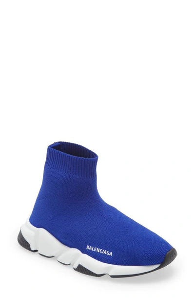 Balenciaga Speed Stretch-knit Mid-top Trainers 3-7 Years In Blue