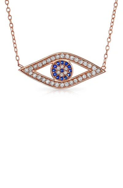 Bling Jewelry Sterling Silver & Cz Evil Eye Pendant Necklace In Pink
