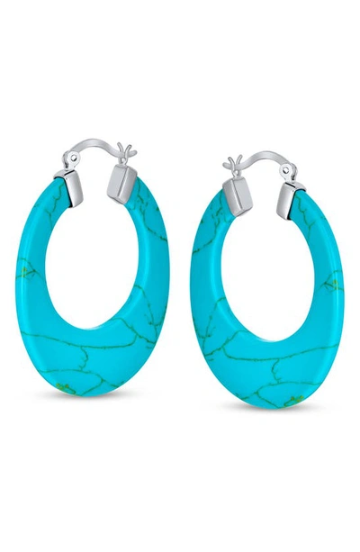 Bling Jewelry Flat Hoop Earrings In Blue