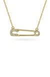 Bling Jewelry Support Refugees Safety Pin Cz Pendant Necklace In Gold