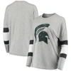 CAMP DAVID HEATHERED GRAY MICHIGAN STATE SPARTANS SWELL STRIPE LONG SLEEVE T-SHIRT