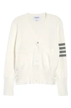 Thom Browne Milano Classic 4-bar Stripe Cotton Cardigan In White