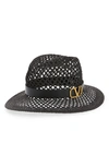 Valentino Black Vlogo Signature Fedora Hat In Nero/ Nero