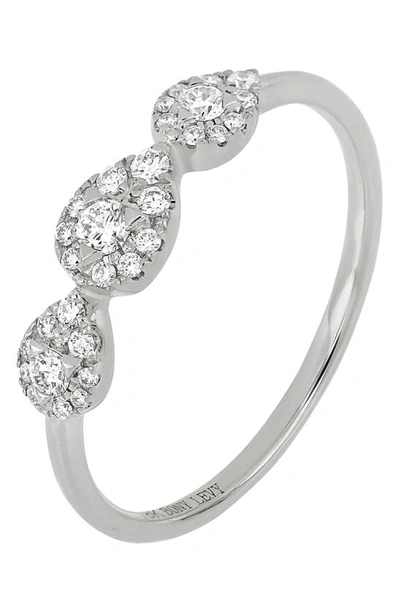 Bony Levy Bardot 18k White Gold Pave Diamond Pear Station Ring