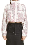 SACAI BANDANA PRINT CROP DENIM JACKET