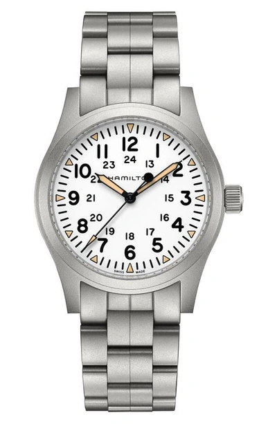 Hamilton Men's Swiss Khaki Field Stainless Steel Bracelet Watch 42mm In Stainless Steel