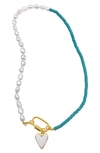 ADORNIA TURQUOISE & FRESHWATER PEARL NECKLACE