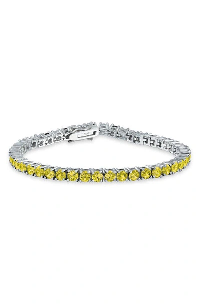 Bling Jewelry Round Mulicolor Cz Bracelet In Yellow
