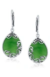 Bling Jewelry Sterling Silver Teardrop Earrings In Green