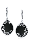Bling Jewelry Sterling Silver Teardrop Earrings In Black