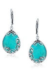 Bling Jewelry Sterling Silver Teardrop Earrings In Turquoise