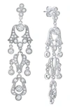 Crislu X Andrew Prince Scrool Crystal Drop Earrings In Platinum