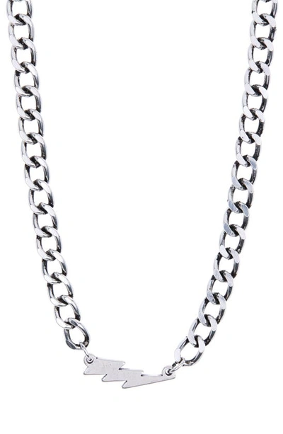 Abound Lightning Bolt Curb Chain Collar Necklace In Silver