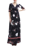 KIMI AND KAI EIRA V-NECK MATERNITY/NURSING MAXI DRESS