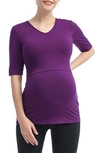 Kimi And Kai Essential Maternity/nursing Top In Eggplant