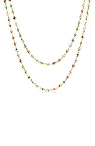 Bling Jewelry Evil Eye Long Strand Wrap Layer Chain Necklace In Gold