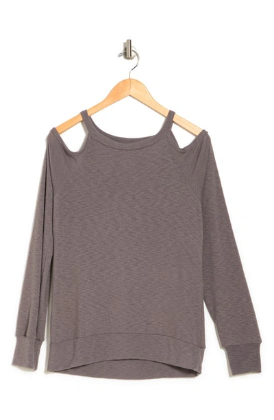 Go Couture Cold Shoulder Knit Sweater In Ultimate Gray