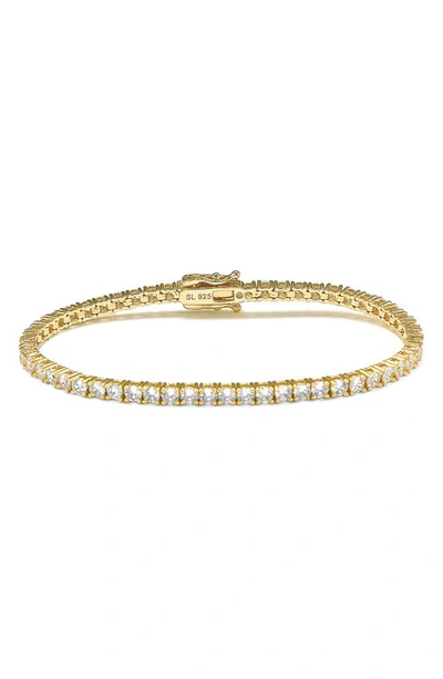 Suzy Levian Yellow Gold Plated Sterling Silver Cz Tennis Bracelet