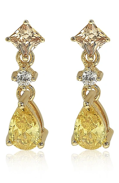 Suzy Levian Sterling Silver Yellow Cz Dangle Earrings