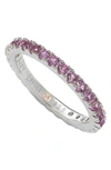 Suzy Levian Sterling Silver Thin Pink Cubic Zirconia Eternity Band