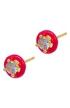 ADORNIA ENAMEL HALO STUD EARRINGS