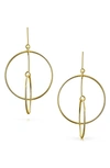 Bling Jewelry Round Two Circle Dangle Stud Earrings In Yellow