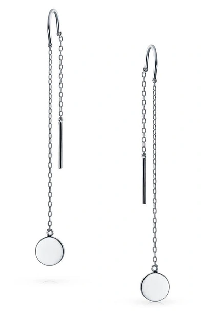 Bling Jewelry Sterling Silver Threader Disc Drop Earrings