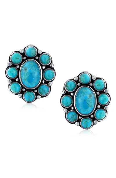 Bling Jewelry Concho Lapis Turquoise Oval Stud Earrings