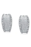 Bling Jewelry Hammered Textured Cz Half Huggie Earrings In Silver