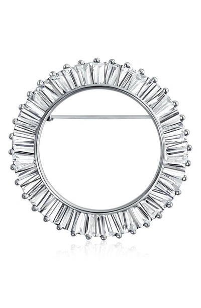 Bling Jewelry Circle Of Life Baguette Cut Cz Brooch In Clear
