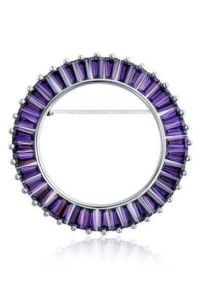 Bling Jewelry Circle Of Life Baguette Cut Cz Brooch In Purple