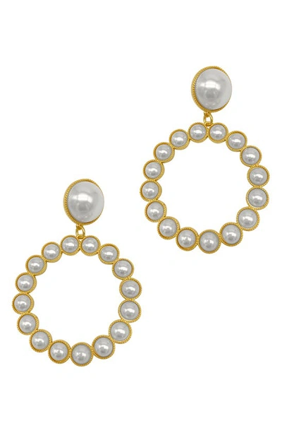 Adornia Imitation Pearl Statement Hoop Earrings In White