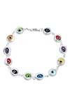 Bling Jewelry Sterling Silver Evil Eye Bracelet In Multi-color