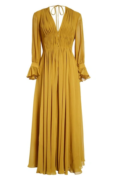Khaite Carlo Silk Chiffon Maxi Dress In Yellow