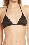 Frankies Bikinis Tia Ribbed Bikini Top In Black