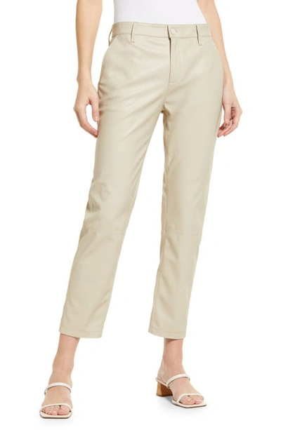 Ag Caden Crop Faux Leather Pants In White Cream