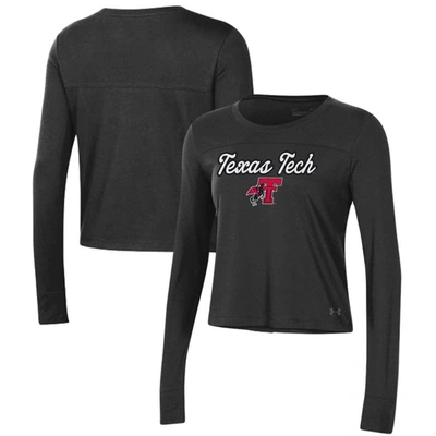 UNDER ARMOUR UNDER ARMOUR BLACK TEXAS TECH RED RAIDERS VAULT CROPPED LONG SLEEVE T-SHIRT