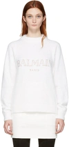 Balmain Printed Cotton-jersey Sweatshirt In White