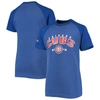 STITCHES YOUTH STITCHES HEATHERED ROYAL CHICAGO CUBS RAGLAN T-SHIRT