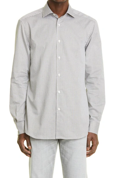 Zegna Premium Cotton Microcheck Regular Fit Button-up Shirt In Multi Check