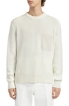 Zegna Crossover Silk-cashmere Crewneck Sweater In Nat Sld