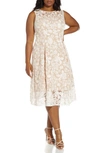 Adrianna Papell Embroidered Fit & Flare Dress In Ivory/ Bisque