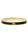 Tory Burch Kira Enamel 7mm Bracelet In Black