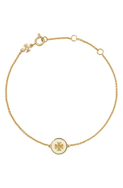 TORY BURCH KIRA ENAMEL PENDANT CHAIN BRACELET