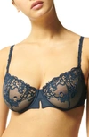 Simone Perele Saga Non-padded Lace Demi Bra In Endless Blue
