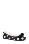 Kate Spade Harley Pom-pom Slippers In Black/cream Dot