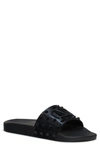 Valentino Garavani Studded Logo Rubber Slide Sandals In Black