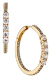 NADRI LOVE ALL CUBIC ZIRCONIA MEDIUM HOOP INSIDE OUT EARRINGS