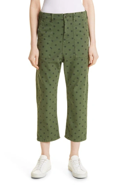 The Great The Ranger Crop Cotton Pants In Army Dot