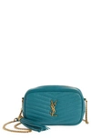 Saint Laurent Mini Lou Quilted Leather Crossbody Bag In Bleu Vert